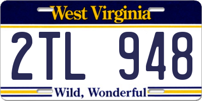WV license plate 2TL948