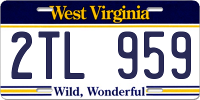WV license plate 2TL959