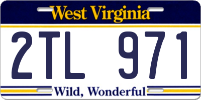 WV license plate 2TL971