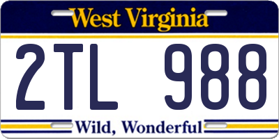 WV license plate 2TL988