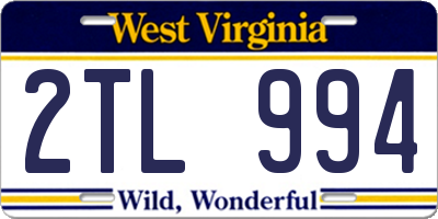 WV license plate 2TL994
