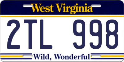 WV license plate 2TL998