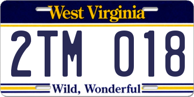 WV license plate 2TM018