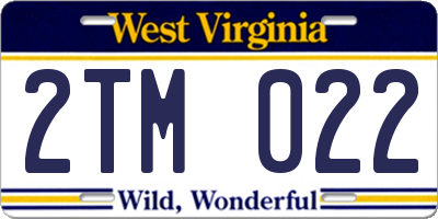 WV license plate 2TM022