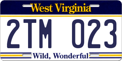 WV license plate 2TM023