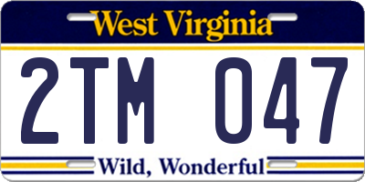 WV license plate 2TM047