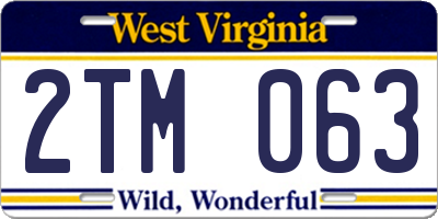 WV license plate 2TM063