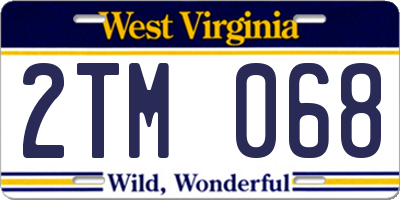 WV license plate 2TM068