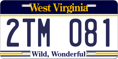 WV license plate 2TM081