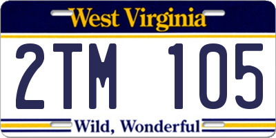 WV license plate 2TM105
