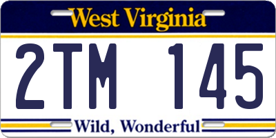 WV license plate 2TM145