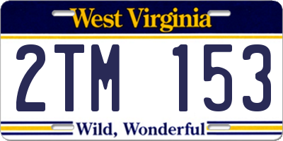 WV license plate 2TM153