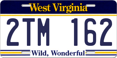 WV license plate 2TM162