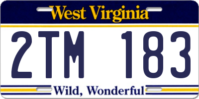 WV license plate 2TM183