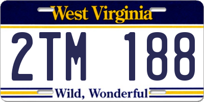 WV license plate 2TM188