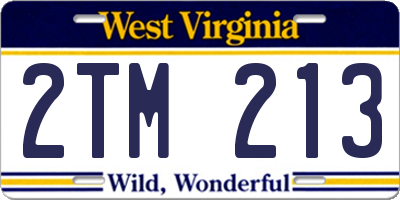 WV license plate 2TM213