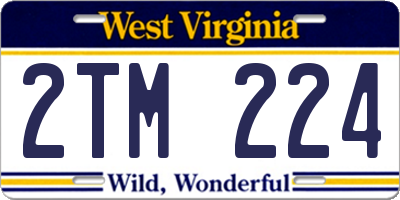 WV license plate 2TM224
