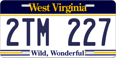 WV license plate 2TM227