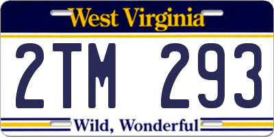 WV license plate 2TM293