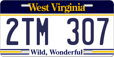 WV license plate 2TM307