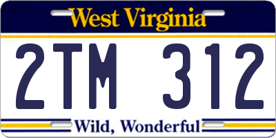 WV license plate 2TM312
