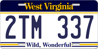 WV license plate 2TM337