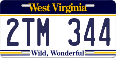 WV license plate 2TM344