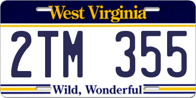 WV license plate 2TM355