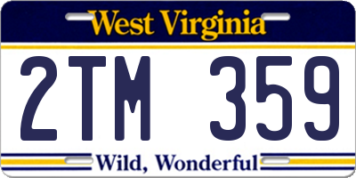 WV license plate 2TM359