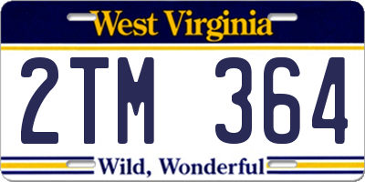WV license plate 2TM364