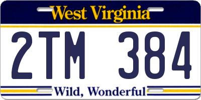 WV license plate 2TM384