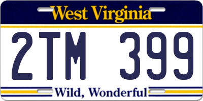 WV license plate 2TM399