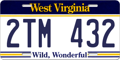 WV license plate 2TM432