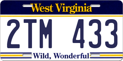 WV license plate 2TM433