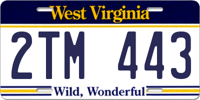 WV license plate 2TM443