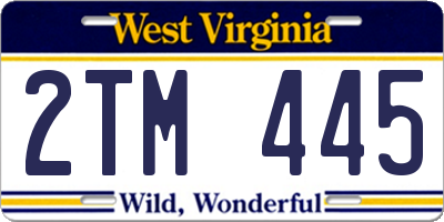 WV license plate 2TM445