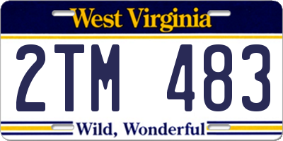 WV license plate 2TM483