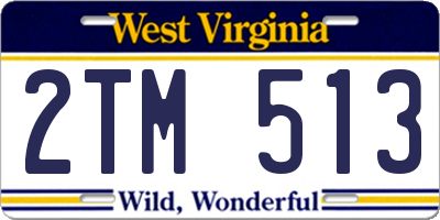 WV license plate 2TM513