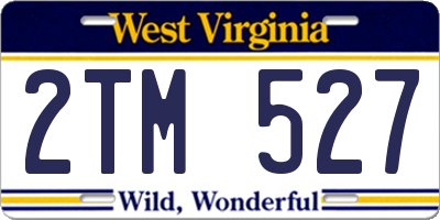 WV license plate 2TM527