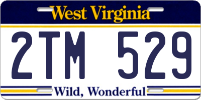 WV license plate 2TM529