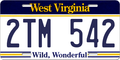 WV license plate 2TM542