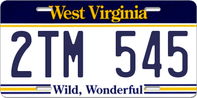 WV license plate 2TM545