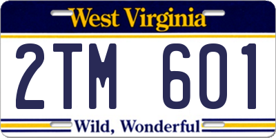WV license plate 2TM601