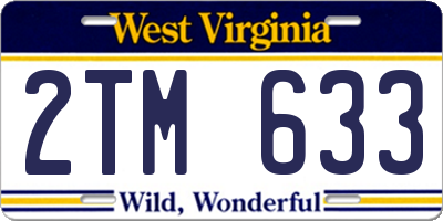 WV license plate 2TM633