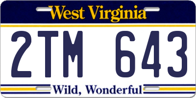 WV license plate 2TM643