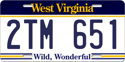WV license plate 2TM651