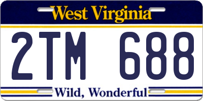 WV license plate 2TM688