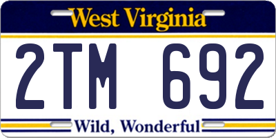 WV license plate 2TM692