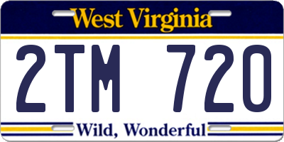 WV license plate 2TM720