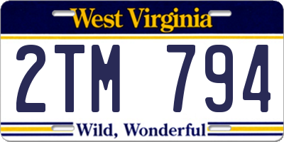 WV license plate 2TM794